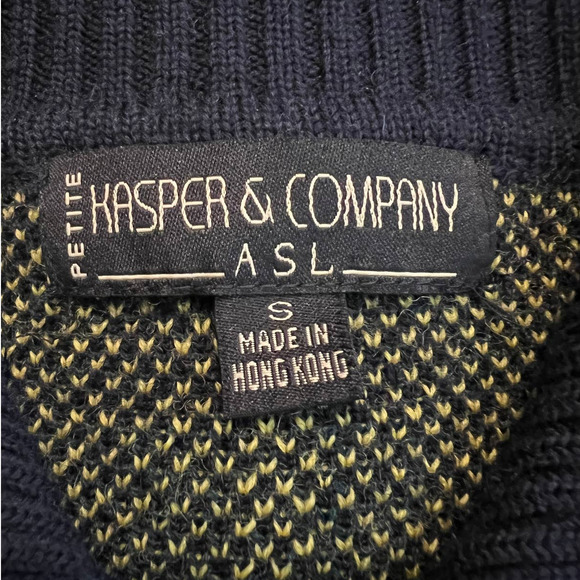 Vintage Kasper ASL Wool Cardigan with Zipper in Green Blue Plaid Size SP - Picture 4 of 5